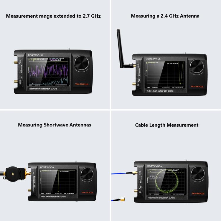 PORTXVNSA VNA-H4 Plus Analizzatore di antenne vettoriali portatile con schermo IPS da 4 pollici MF HF VHF UHF, Without Memory Card, With 32G Memory Card