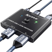 KCEVE KC-C201H 2 Type-C Input 1 Output KVM Switch Support 4K 60Hz, KC-C201H
