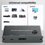 DisplayPort Switch 8K 30Hz HD Splitter For Computer Screen, DP201 2 In 1 Out, DP301 3 In 1 Out