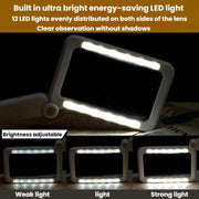 Lente d'ingrandimento pieghevole 3,5X con 12 LED e indicatore di carica, ideale per la lettura., 3.5X