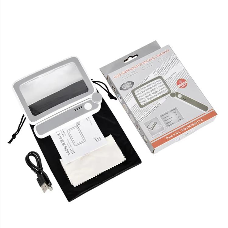 Lente d'ingrandimento pieghevole 3,5X con 12 LED e indicatore di carica, ideale per la lettura., 3.5X
