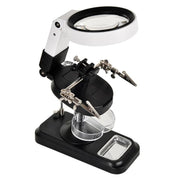 Lente d'ingrandimento da tavolo 5x e 10x, portatile, con 32 LED, per saldatore e banco da lavoro di manutenzione.