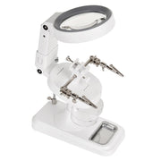 Lente d'ingrandimento da tavolo 5x e 10x, portatile, con 32 LED, per saldatore e banco da lavoro di manutenzione.