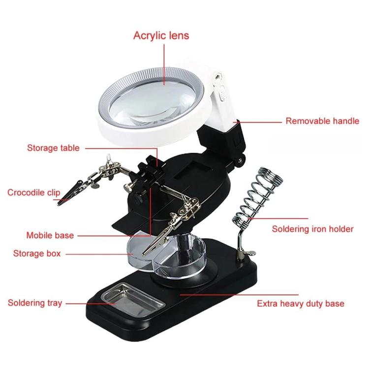 Lente d'ingrandimento da tavolo 5x e 10x con 32 LED