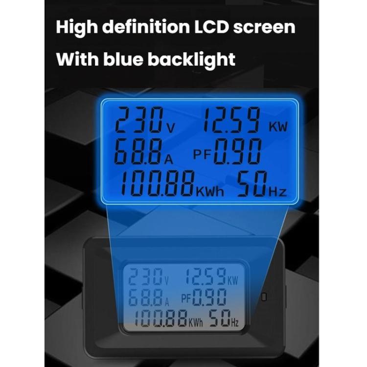 Contatore elettrico multifunzione, digitale, per la misurazione della tensione e della frequenza in corrente alternata., AC 20A 4400W, AC 100A 22000W With Transformer