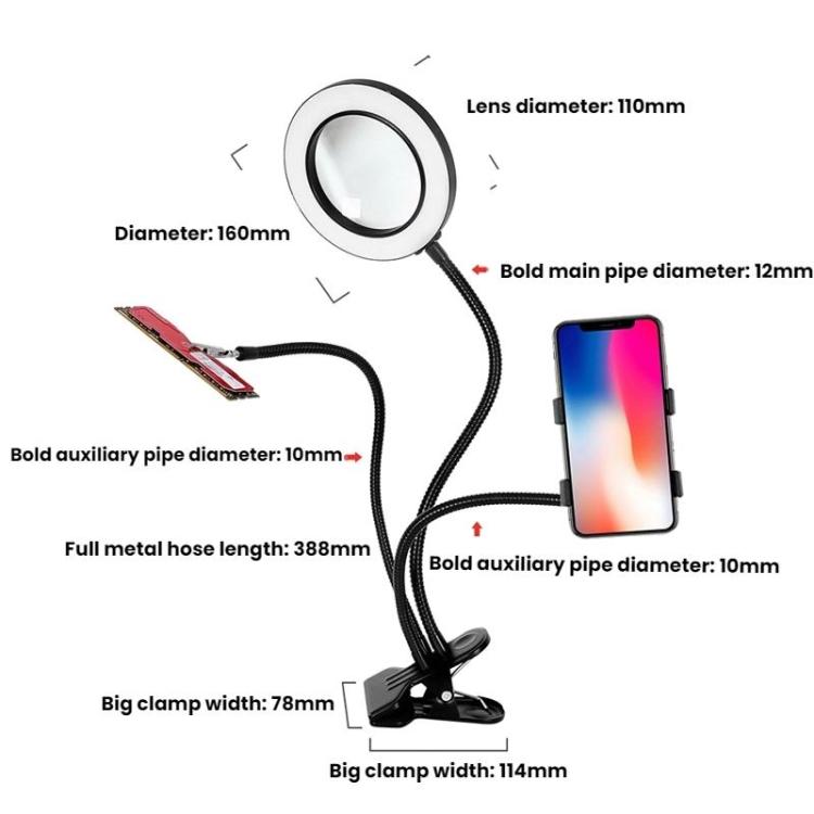 Lente d'ingrandimento 10X con 72 LED e supporto flessibile