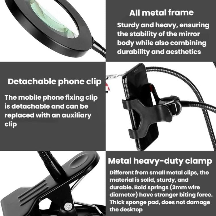 Lente d'ingrandimento 10X con 72 LED e supporto flessibile