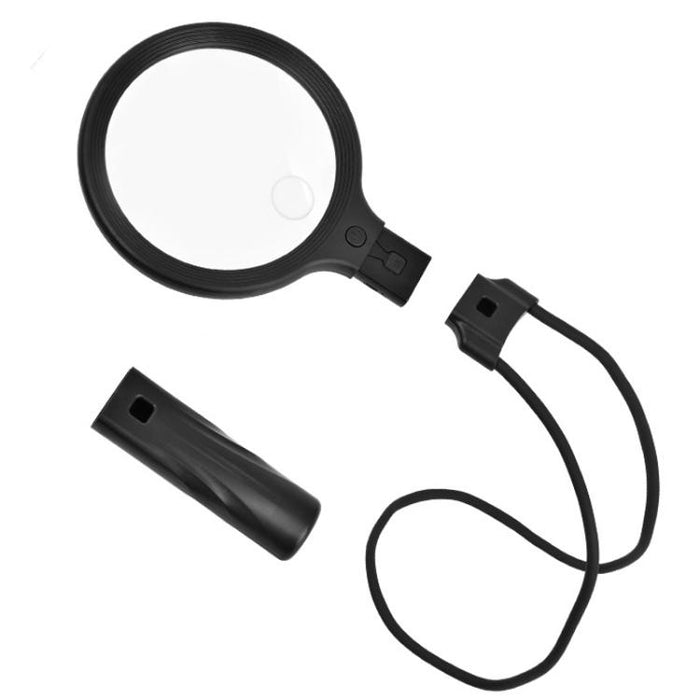Lente d'ingrandimento 5/10X con 30 LED, ricarica USB, da collo, portatile, per lettura e manutenzione., 5/10X