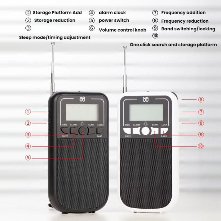 Radio portatile FM AM SW multibanda con orologio
