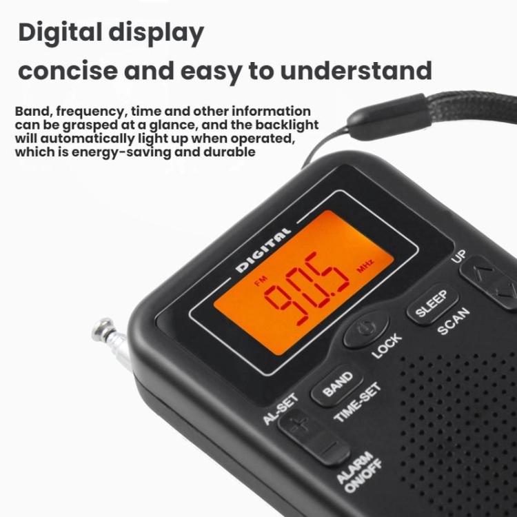 Radio tascabile stereo FM/AM con orologio digitale