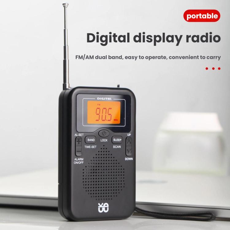 Radio tascabile stereo FM/AM con orologio digitale