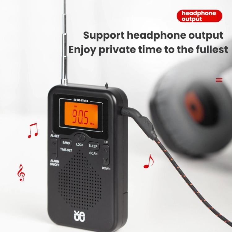 Radio tascabile stereo FM/AM con orologio digitale
