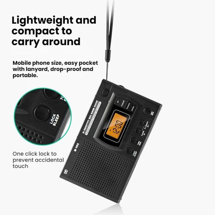 Radio portatile FM AM SW con display LCD e orologio