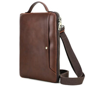 CONTACTS FAMILY 14.2 Inch Crazy Horse Leather Messenger Bag Vintage Crossbody Laptop Briefcase, For Macbook Pro 14.2 Inch