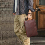 Borsa messenger in pelle Crazy Horse per laptop 14,2 pollici