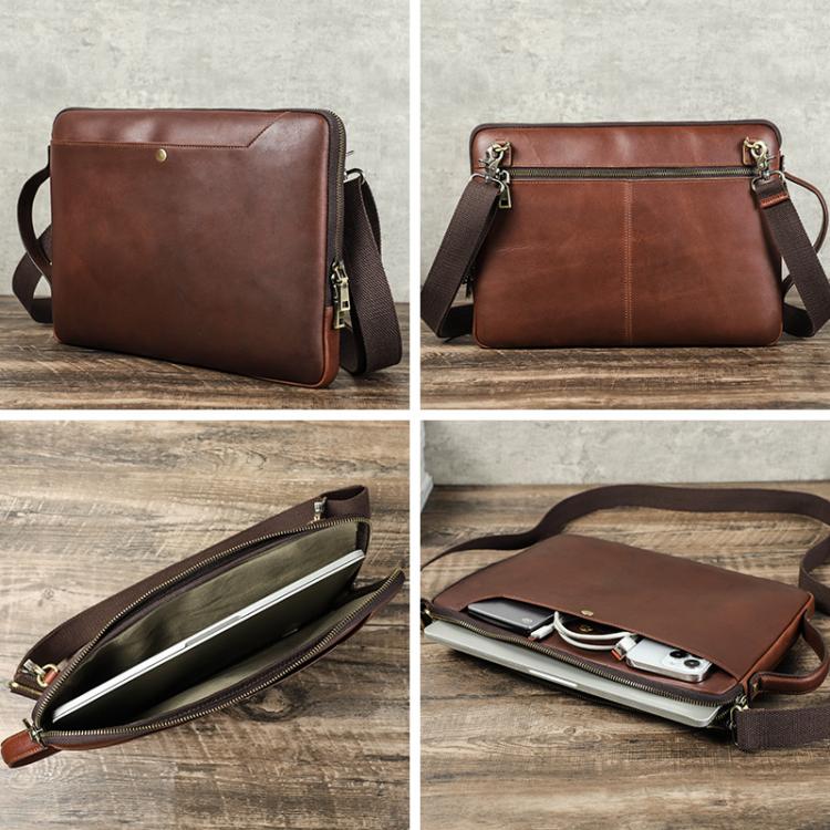 Borsa messenger in pelle Crazy Horse per laptop 14,2 pollici