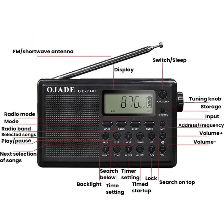 Radio Bluetooth portatile OJADE OE-2401 con display digitale
