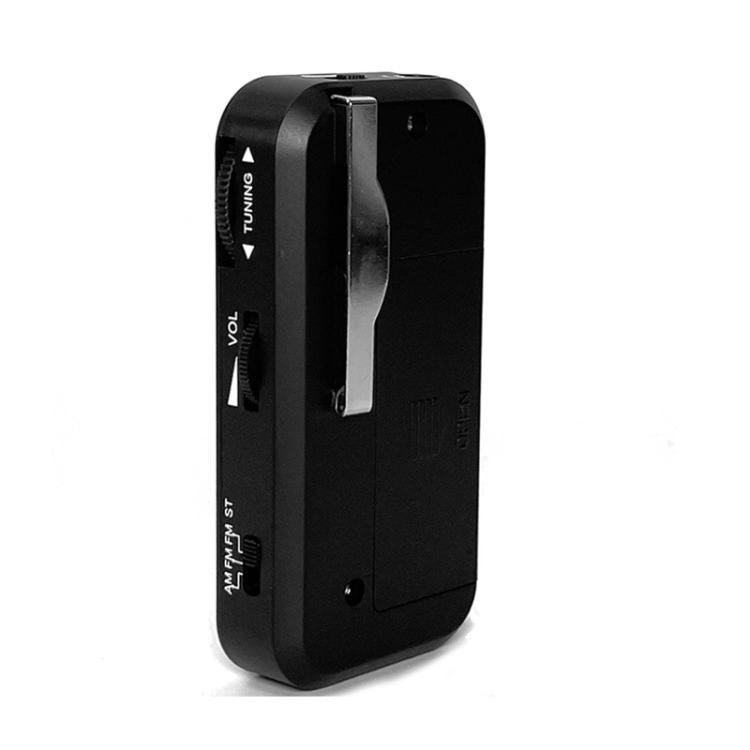 Radio AM/FM mini con auricolari e clip in acciaio inox