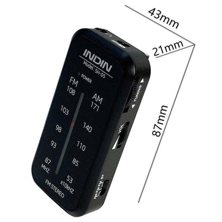 Radio AM/FM mini con auricolari e clip in acciaio inox