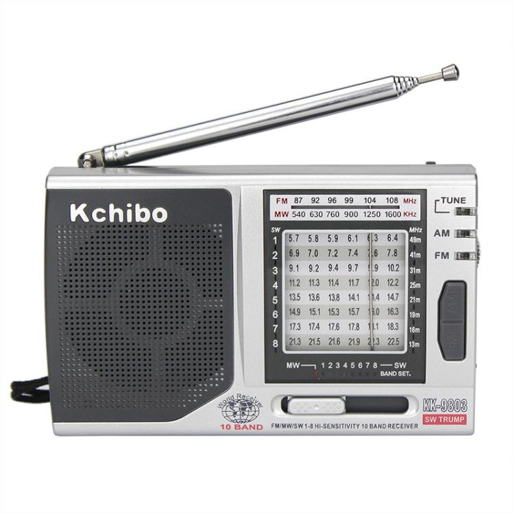 Radio portatile Kchibo a 10 bande AM/FM/SW con altoparlante ad alta fedeltà, mini ricevitore multibanda compatto., KK-9803