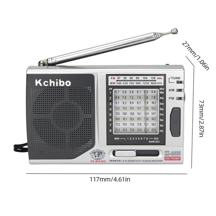 Radio portatile Kchibo 10 bande AM/FM/SW compatta