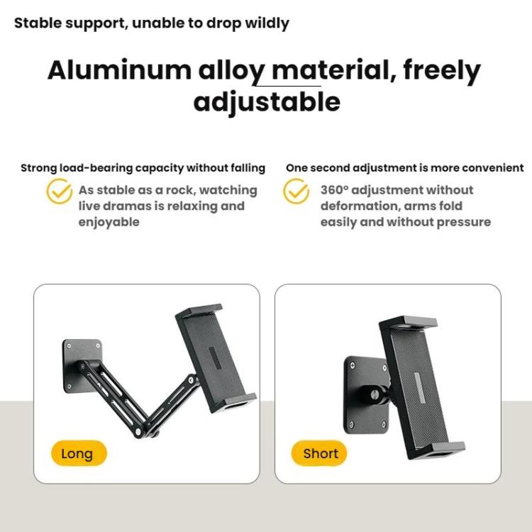 Supporto a parete girevole a sbalzo in lega di alluminio da 4 a 12,9 pollici per telefoni e tablet, Long Version, Short Version