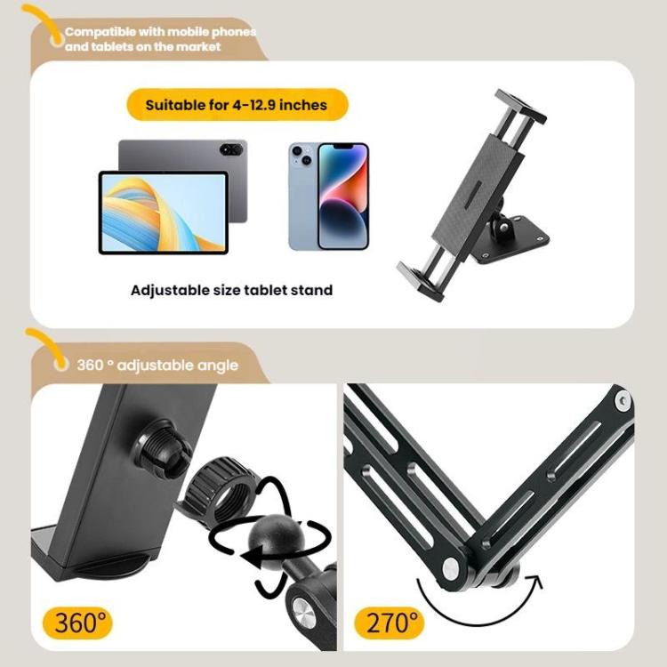 Supporto a parete girevole a sbalzo in lega di alluminio da 4 a 12,9 pollici per telefoni e tablet, Long Version, Short Version