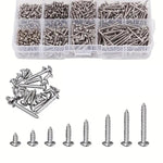 Kit di 800 viti autofilettanti Phillips in acciaio al carbonio, metriche, misurate M2, da 800 pezzi., 800pcs /Set Round Head, 800pcs /Set Flat Head