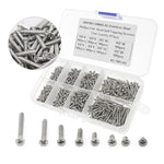 Kit di 800 viti autofilettanti Phillips in acciaio al carbonio, metriche, misurate M2, da 800 pezzi., 800pcs /Set Round Head, 800pcs /Set Flat Head