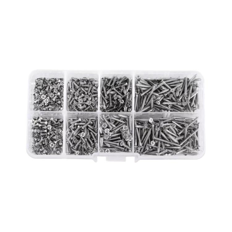 Kit di 800 viti autofilettanti Phillips in acciaio al carbonio, metriche, misurate M2, da 800 pezzi., 800pcs /Set Round Head, 800pcs /Set Flat Head