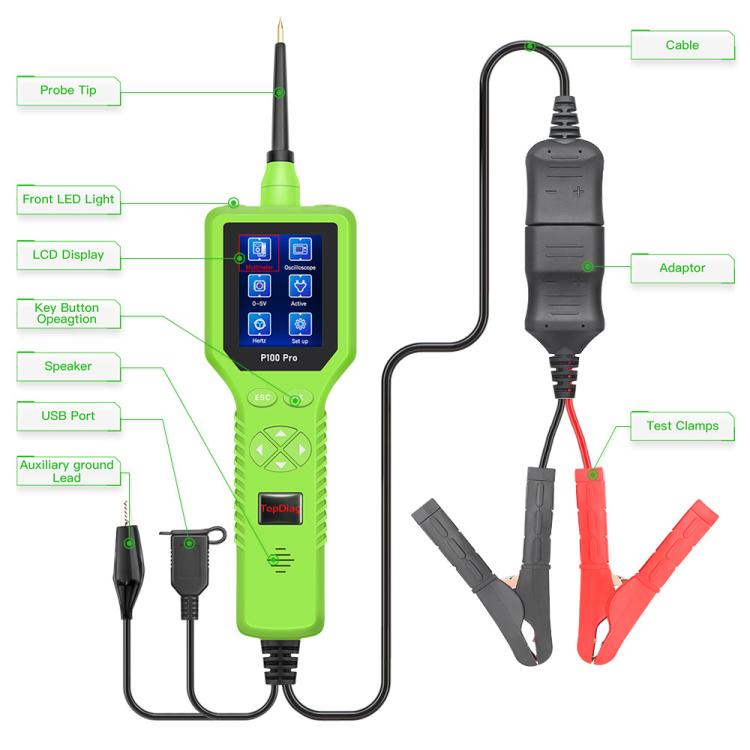 TopDiag Elettricista multifunzione per test di circuiti automobilistici, TopDiag P100 Pro
