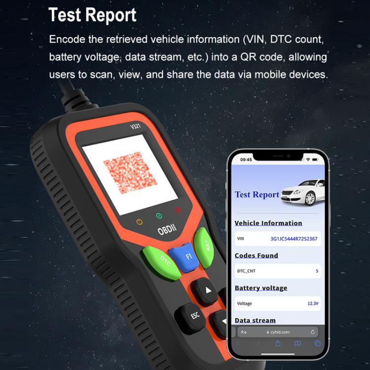 Tester di guasto/stato di salute della batteria auto OBD 9-16V, V321