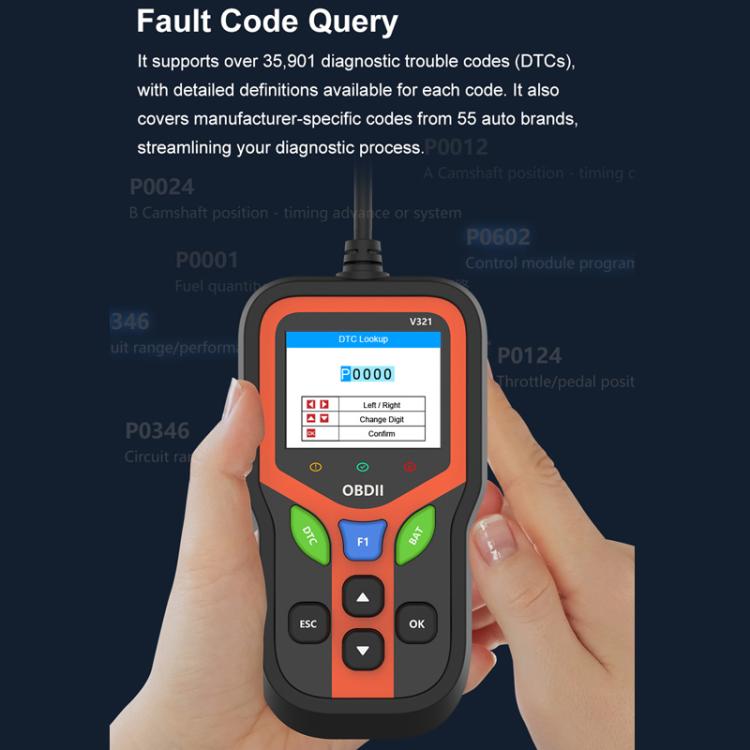 Tester di guasto/stato di salute della batteria auto OBD 9-16V, V321