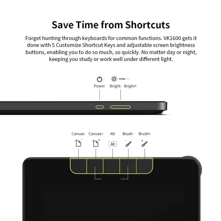 VEIKK VK1600 Schermo digitale per disegno da 15,6 pollici, schermo elettronico per disegno compatibile con telefono cellulare