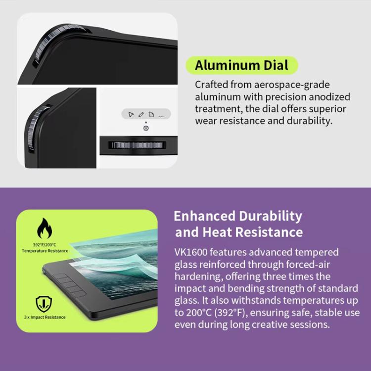 VEIKK VK1600 Schermo digitale per disegno da 15,6 pollici, schermo elettronico per disegno compatibile con telefono cellulare