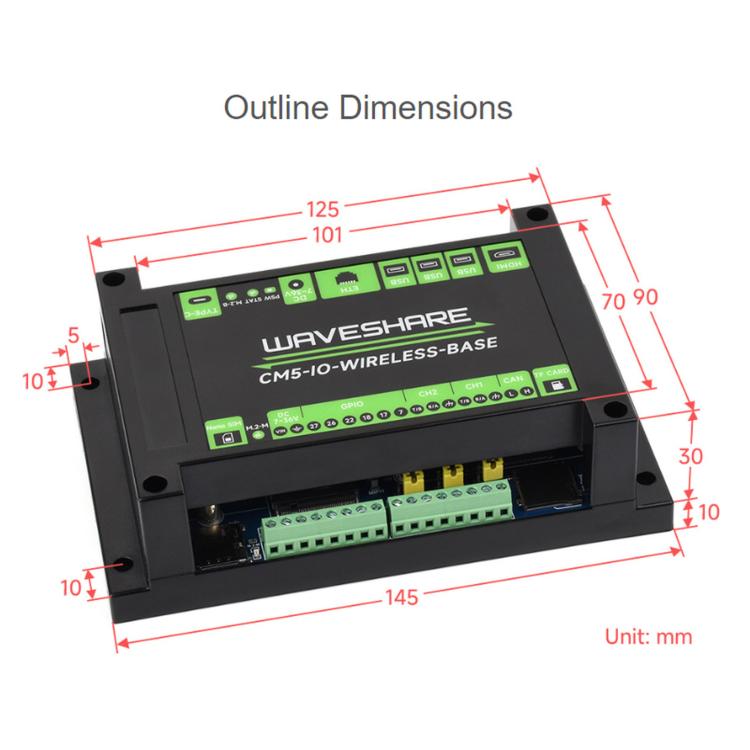 Modulo di espansione industriale Waveshare per Raspberry Pi CM5: scheda di espansione 4G/5G/LoRa