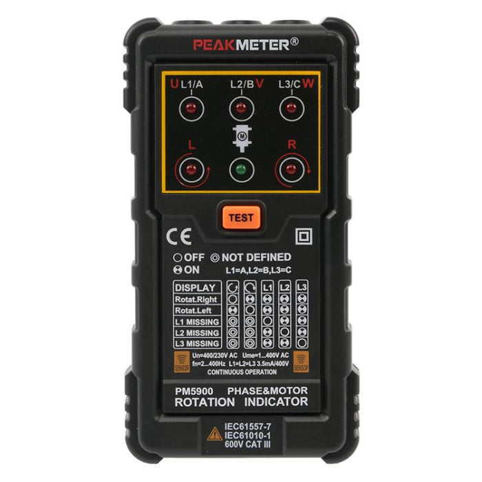 PEAKMETER Tester di sequenza di fase di rotazione per motori CA trifase, PM5900