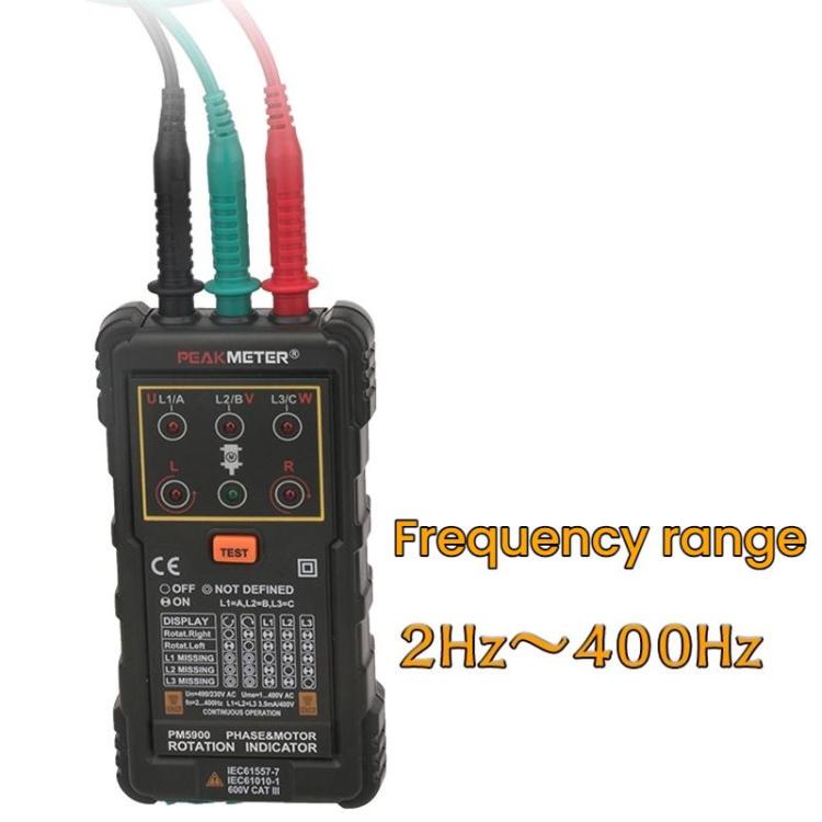 PEAKMETER Tester di sequenza di fase di rotazione per motori CA trifase, PM5900