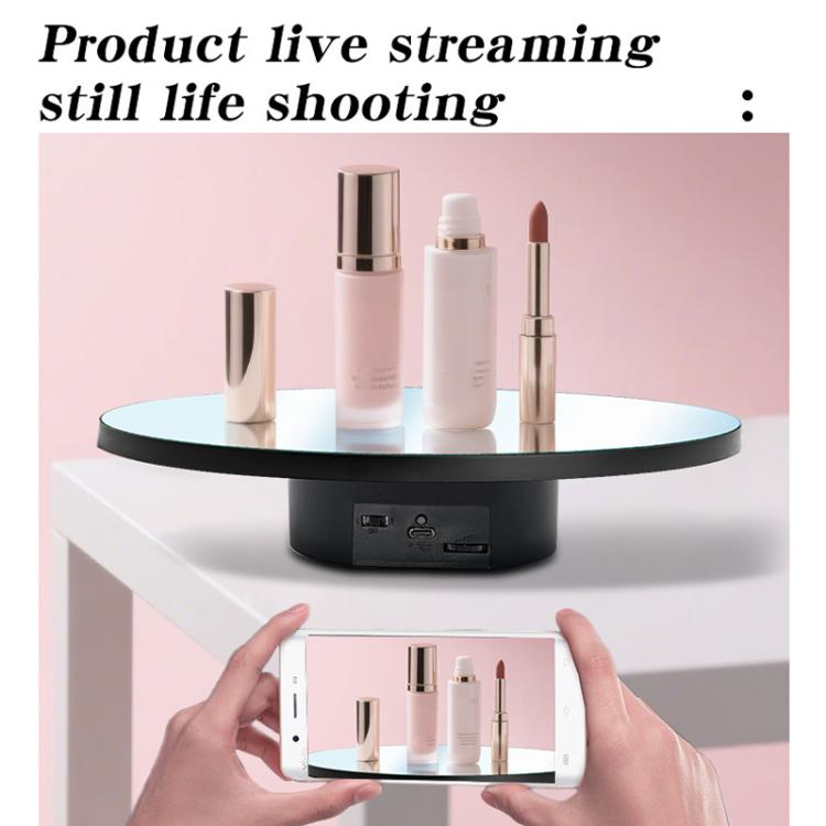 Specchio multifunzione con disco rotante elettrico, alimentazione a batteria/USB, supporto per fotografia live, 16cm White, 16cm Black, 16cm Gold, 25cm White, 25cm Black, 25cm Gold