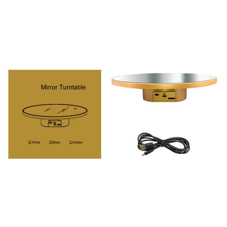 Specchio multifunzione con disco rotante elettrico, alimentazione a batteria/USB, supporto per fotografia live, 16cm White, 16cm Black, 16cm Gold, 25cm White, 25cm Black, 25cm Gold