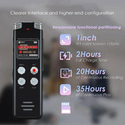 Registratore vocale digitale portatile HD con cancellazione del rumore e attivazione vocale, ideale per conferenze., 64GB, 128GB