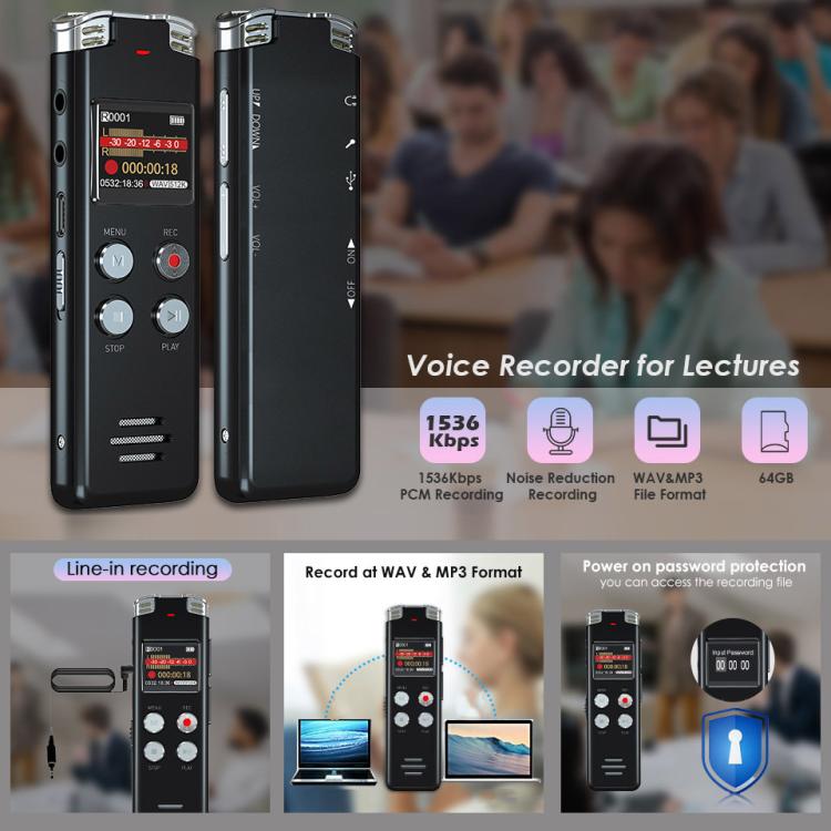 Registratore vocale digitale portatile HD con cancellazione rumor
