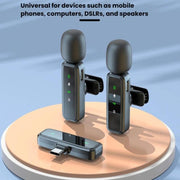 Microfono wireless a clip per colletto con riduzione rumore