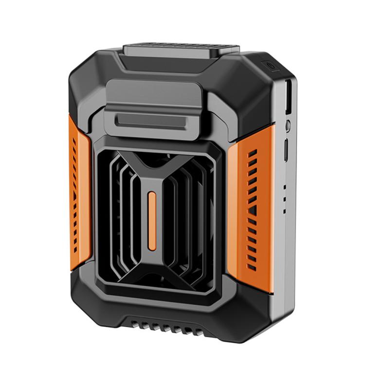 Ventilatore a clip ricaricabile F66 da indossare in vita con 3 velocità e torcia a LED, raffreddamento a mani libere per edilizia, lavori all'aperto, escursionismo., F66 Orange, F66 Green
