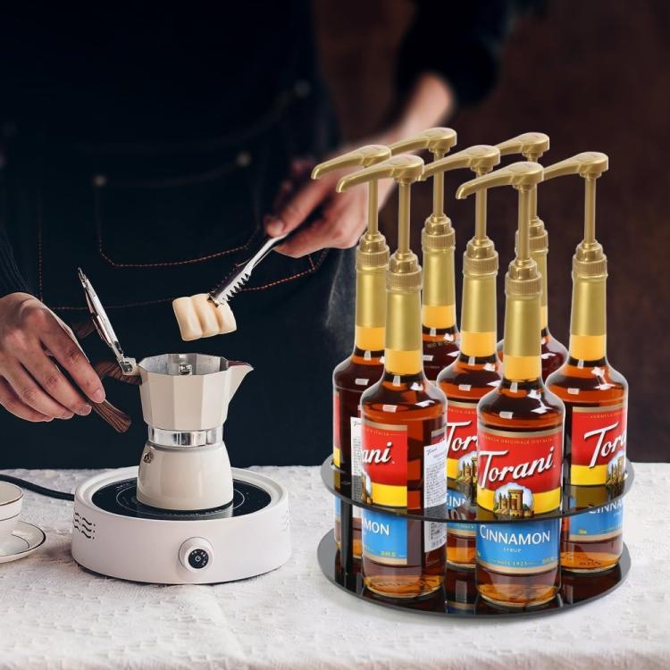 Portabottiglie rotondo in acrilico per sciroppo di caffè da appoggio in cucina., YX175