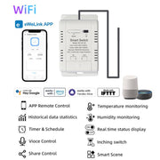 Termostato intelligente DIY-WT-09 da 20 A con interruttore di temperatura, compatibile con Google / Alexa / Yandex Alice / IFTTT, With 1m Temperature Sensor, With 2m Temperature Sensor, Humidity+1m Temperature Humidity Sensor