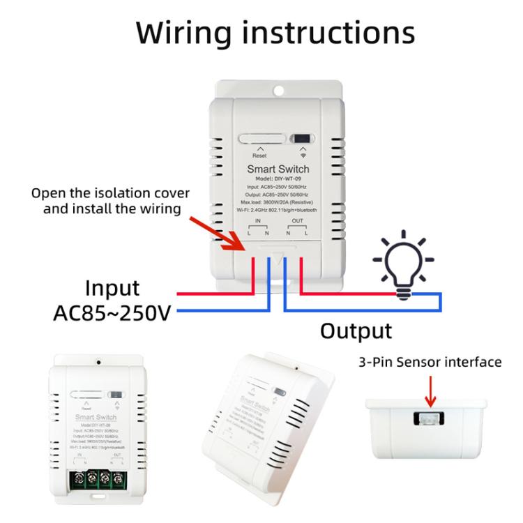 Termostato intelligente DIY-WT-09 da 20 A con interruttore di temperatura, compatibile con Google / Alexa / Yandex Alice / IFTTT, With 1m Temperature Sensor, With 2m Temperature Sensor, Humidity+1m Temperature Humidity Sensor