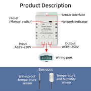 Termostato intelligente DIY-WT-09 da 20 A con interruttore di temperatura, compatibile con Google / Alexa / Yandex Alice / IFTTT, With 1m Temperature Sensor, With 2m Temperature Sensor, Humidity+1m Temperature Humidity Sensor