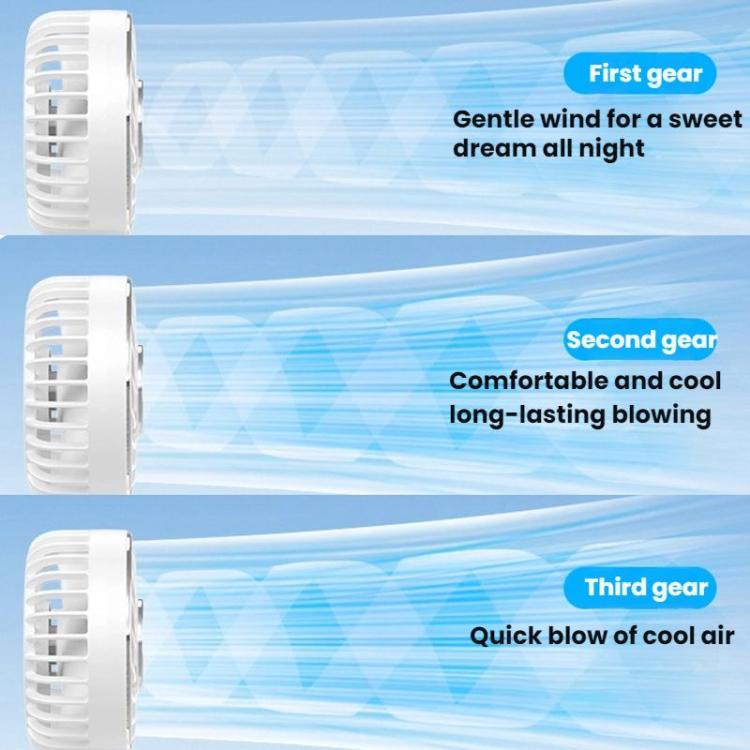 Ventilatore portatile WT25 con clip per cordino, USB, silenzioso, ricaricabile, da tavolo.