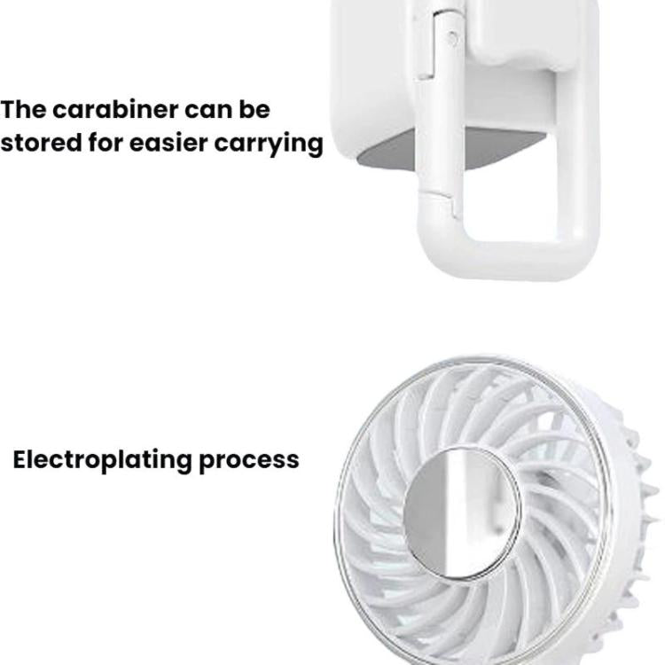 Ventilatore portatile WT25 con clip per cordino, USB, silenzioso, ricaricabile, da tavolo.